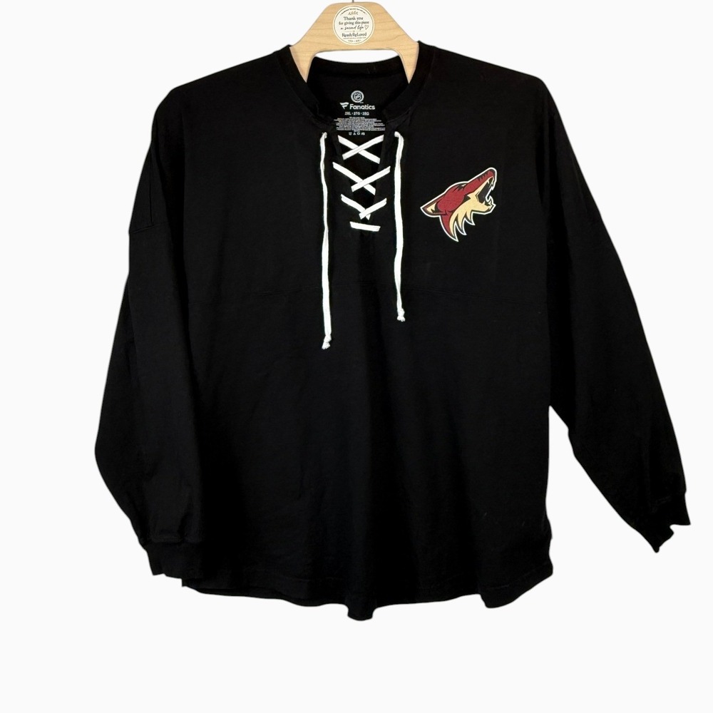 Arizona Coyotes Fanatics Men's 2XL Black NHL Lace Up Long Sleeve Shirt Hockey